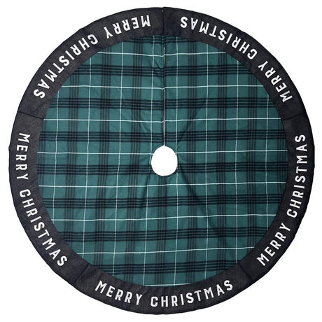 Celebrations Home Black/Green/White Merry Christmas Tree Skirt 27 in., Pack of 4