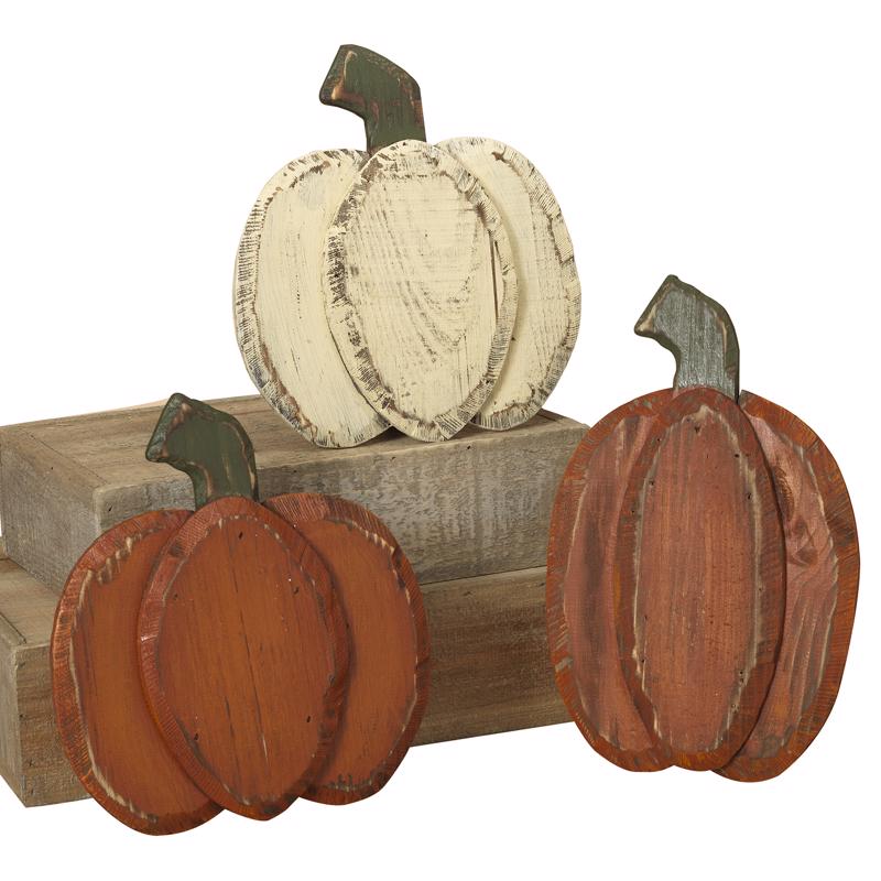Gerson 9 in. Wooden pumpkins Halloween Decor, Pack of 24