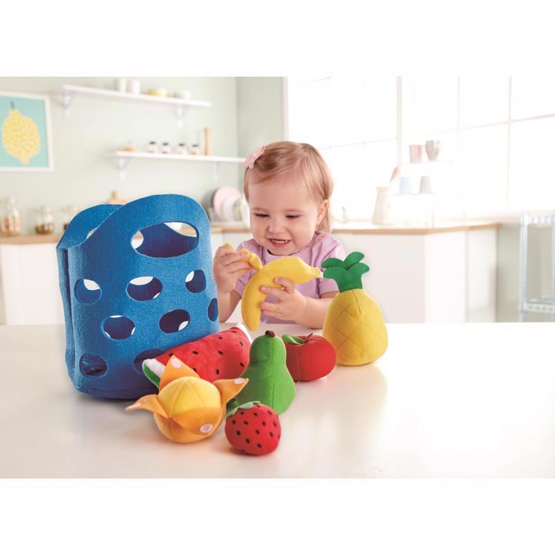 Hape Soft Toy Fruit Basket Blue 8 pc