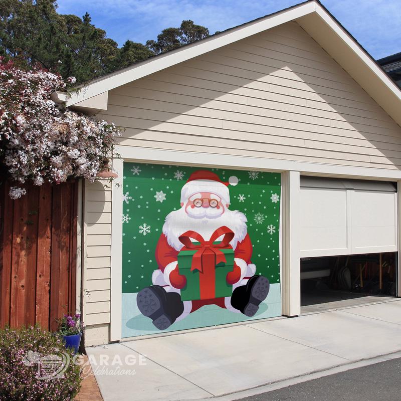 Garage Celebrations Santa 7 ft. x 8 ft. Garage Door Cover
