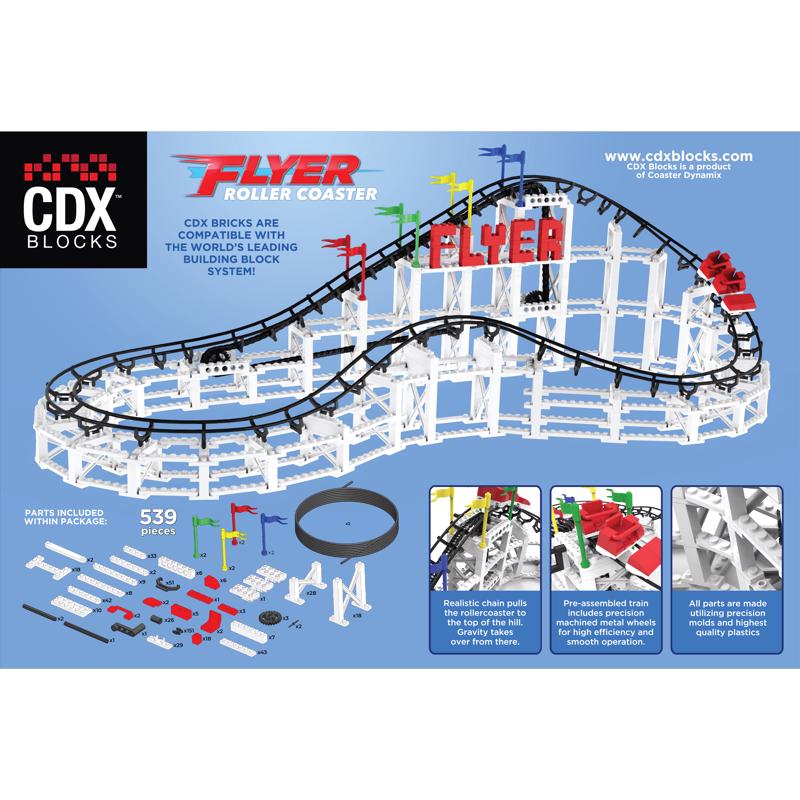 Coaster Dynamix CDX Blocks Flyer Roller Coaster Brick Amusement Park Ride Kit Multicolored 539 pc