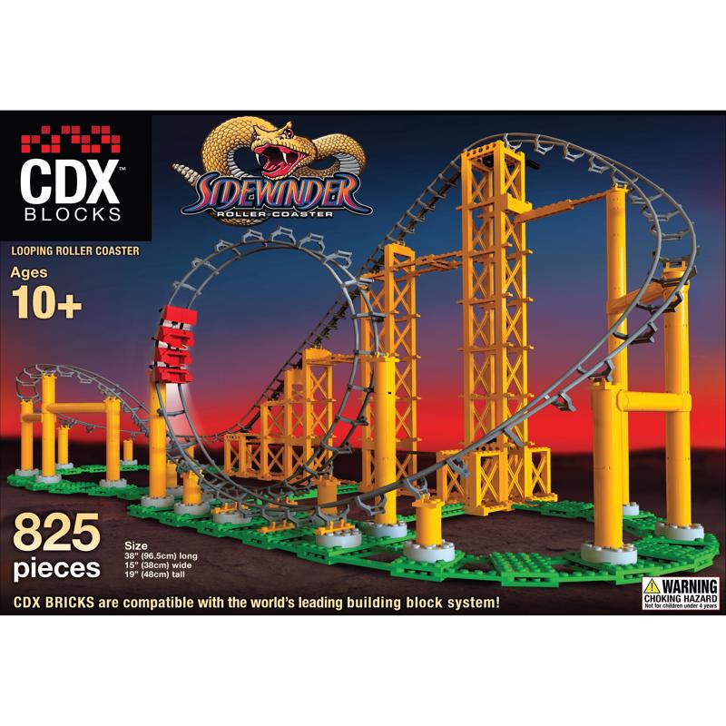 Coaster Dynamix CDX Blocks Sidewinder Roller Coaster Multicolored 825 pc