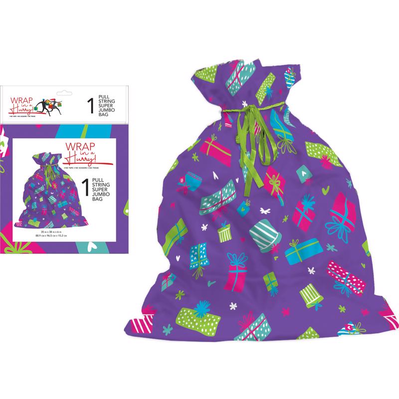 Paper Images Multi-Color Pull String Super Jumbo Sack, Pack of 6