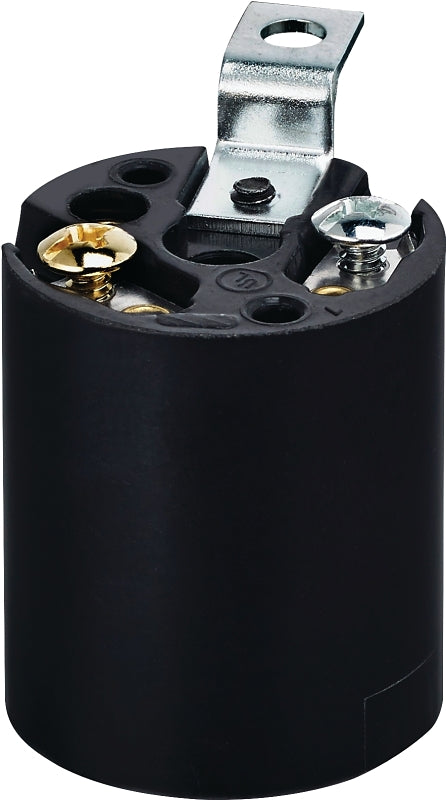 Leviton 3352-4 Lamp Holder, 1-Circuit, Keyless, 1.25 in Dia x 1.44 in D Dimensions, 250 V, 660 W, Black