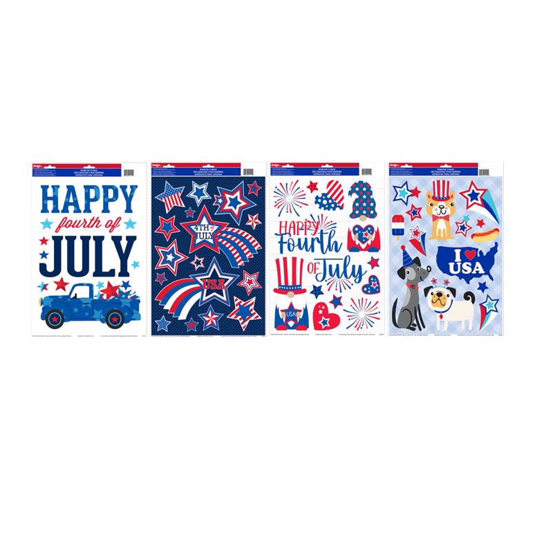 IG Design Happy July 4th Window Clings 1 pc, Pack of 24