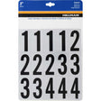 HILLMAN 2 in. Reflective Black Vinyl Self-Adhesive Number Set 0-9 35 pc, Pack of 6