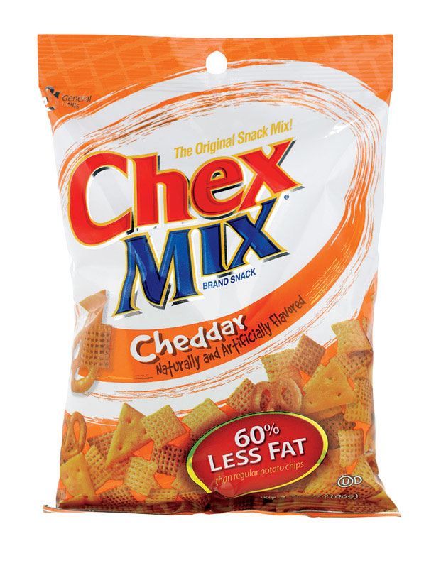 Chex Mix Cheddar Cheese Snack Mix 3.75 oz Bagged, Pack of 8