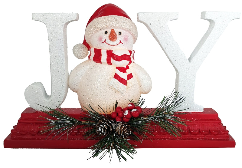 Santas Forest 89804 Lighted Joy Snowman, 8 in H, Christmas, Resin/PVC, White/Red, Pack of 8