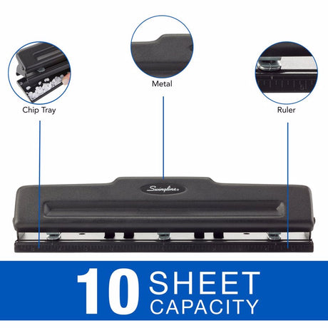 Swingline Light-Duty 10 Sheet Capacity 2 or 3 Hole Paper Punch Black