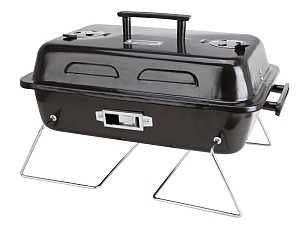 Omaha YS1082 Portable Charcoal Grill, 2-Grate, 168 sq-in Primary Cooking Surface, Black, Steel Body