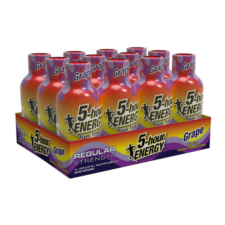 5-hour Energy Regular Strength Sugar Free Grape Energy Shot 1.93 oz, Pack of 12