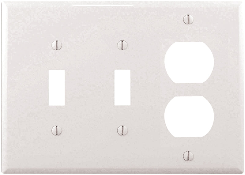 Eaton Wiring Devices PJ28W Combination Wallplate, 4-7/8 in L, 6-3/4 in W, Mid, 3-Gang, Polycarbonate, White, High-Gloss