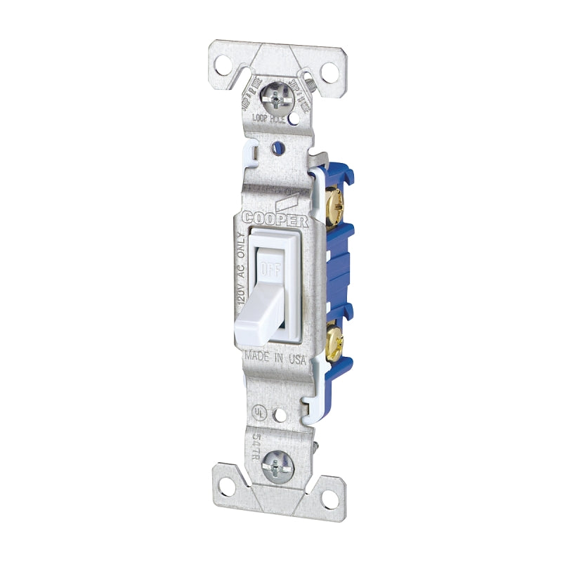 Eaton 1301W Switch, 15 A, 120 V, Push-In Terminal, Polycarbonate Housing Material, White, Pack of 10