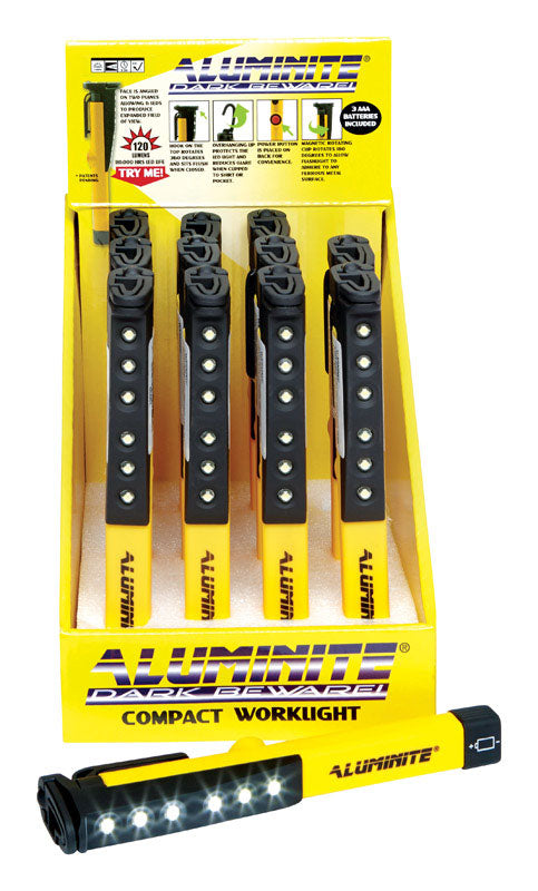 Aluminite Dark Bewarei 100 lm Black/Yellow LED Work Light AAA Battery, Pack of 12