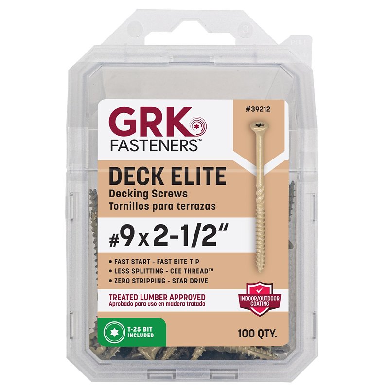 GRK Fasteners Deck Elite Series 39212 Deck Screw, 2-1/2 in L, Coarse Thread, Bugle Head, Torx Drive, 6-Point, 80