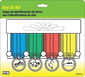 Hy-Ko KC143-4 Key Identification Tag Kit, 5.5 in H x 6 in W x 0.64 in D Dimensions, Plastic, 4/PK