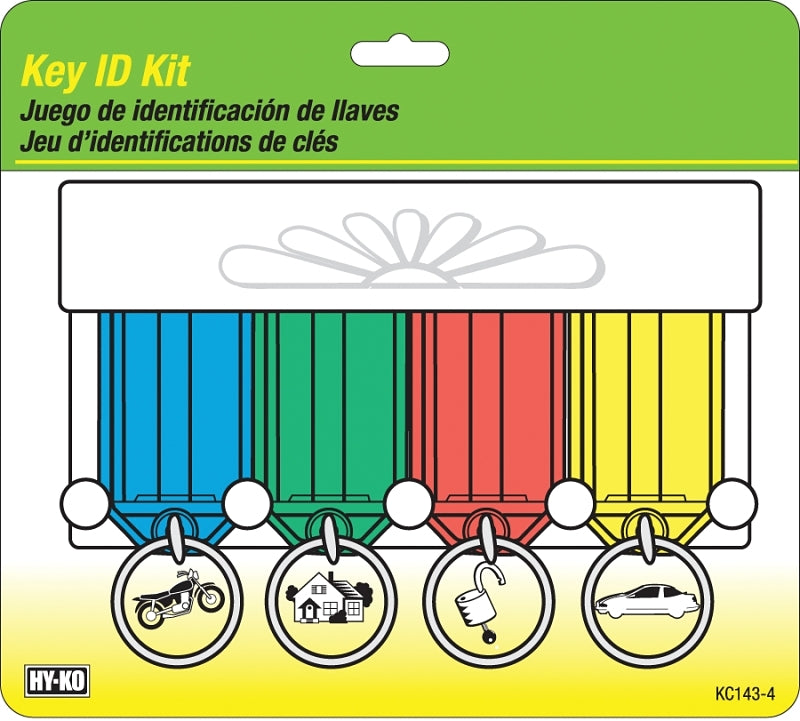 Hy-Ko KC143-4 Key Identification Tag Kit, 5.5 in H x 6 in W x 0.64 in D Dimensions, Plastic, 4/PK