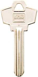 Hy-Ko 11010SC22 Key Blank, Brass, Nickel, For: Schlage Cabinet, House Locks and Padlocks, SC22 Key Number, Pack of 10