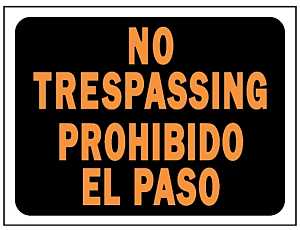 Hy-Ko Hy-Glo Series 3070 Identification Sign, 8-1/2 x 12 in, Rectangular, NO TRESPASSING, Black Background, 10/PK, Pack of 10