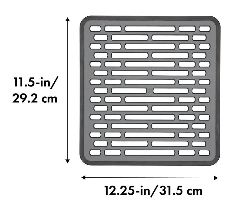 Good Grips 13190610 Sink Mat, 12-1/4 in L, 11-1/2 in W, 1/2 in Thick, Silicone, Gray
