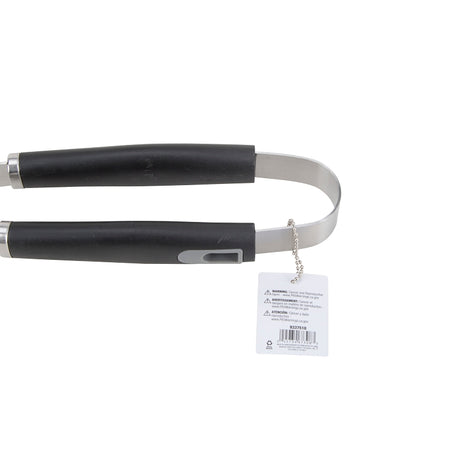 Omaha BBQ-22779-06 BBQ Tongs, 1.5 mm, Stainless Steel Blade, Stainless Steel, Plastic Handle, Straight Handle, 16 in OAL