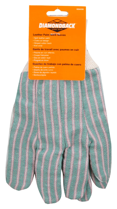 Diamondback GV-788HC-3L Leather Palm Work Gloves, One-Size, Knit Wrist Cuff