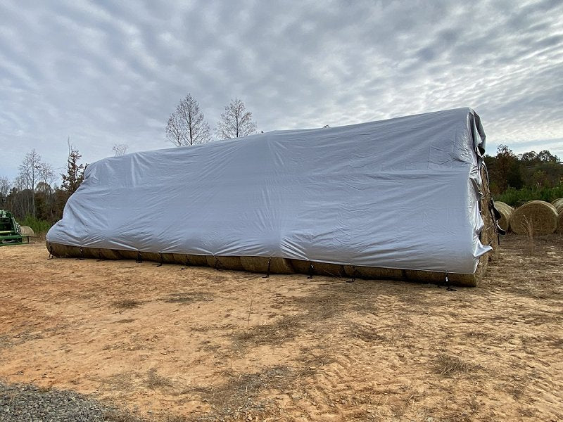 Dize Weathermaster HD2848 Hay Bale Cover, 28 ft L, 48 ft W, Polyethylene, Black/Silver