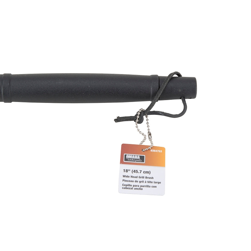 Omaha BBQ-37143 Wide Head Grill Brush, 6-3/4 W Brush, Stainless Steel Bristle, Plastic Handle, 18 in L