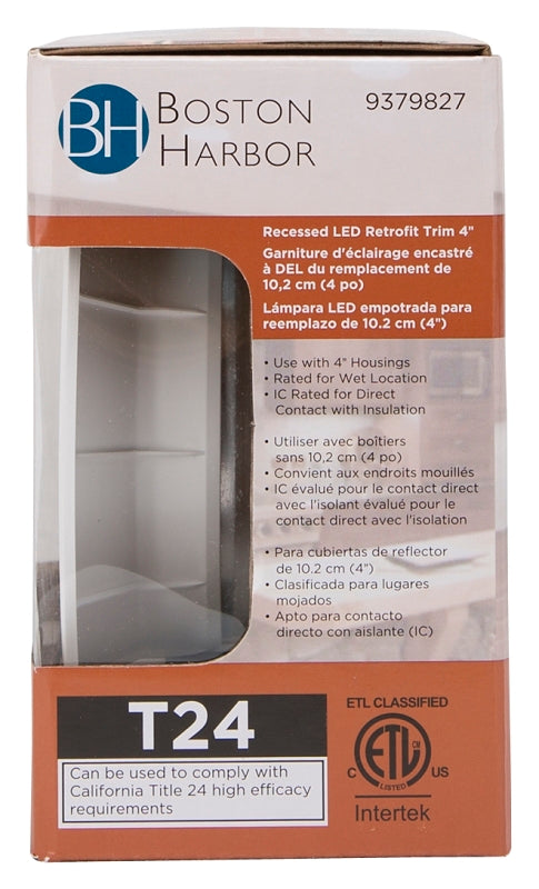 Boston Harbor DL4-095-5K Retrofit Trim, Recessed Lighting Kits, Plastic, Bright White, White, 1-Piece