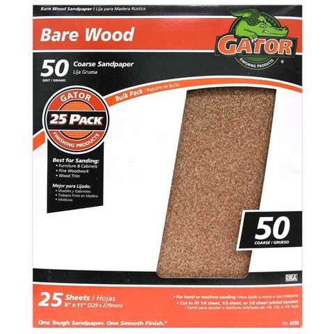 Gator 11 in. L X 9 in. W 50 Grit Aluminum Oxide Sanding Sheet 1 pk, Pack of 25
