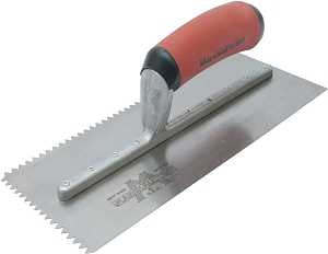 Marshalltown 780SD Trowel, 1/4 in W x 3/16 in D Notch, 11 in L, 4-1/2 in W, V Notch, Curved Handle