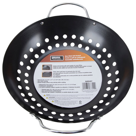 Omaha BBQ-33002 Grill Basket, 13-1/2 in L, Steel, Black, Build-in Handle, Pack of 6