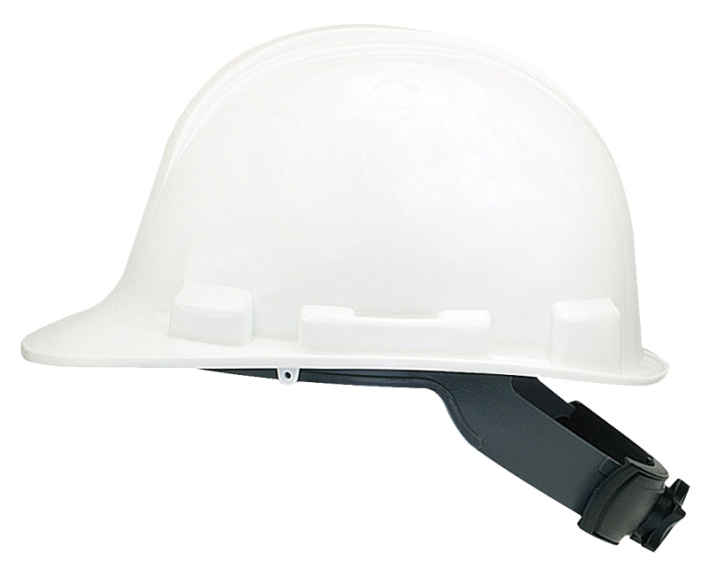 Safety Works SWX00346 Hard Hat, White, 4-Point Textile Suspension, HDPE Shell, Class: E, Wheel Ratchet Adjustment Type
