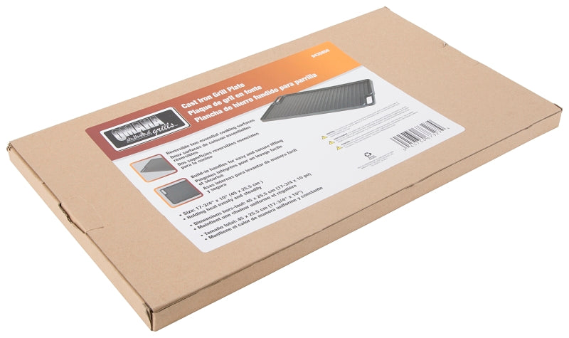 Omaha BBQ-37249 Grill Plate, 17-3/4 in L, Steel, Black, Build-in Handle