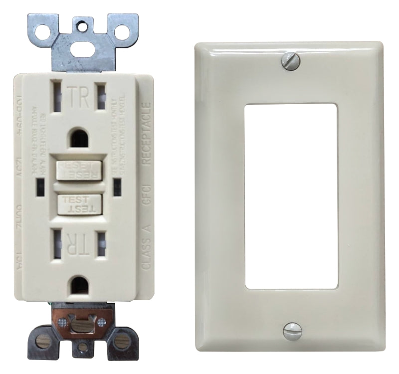 Genmax TR15VST GFCI Receptacle, 15 A, Ivory
