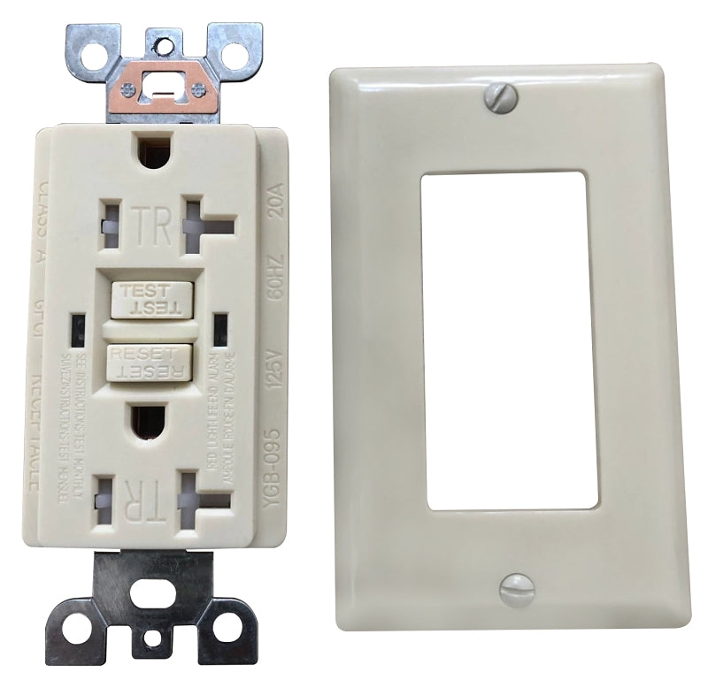 Genmax TR20VST GFCI Outlet, 20 A, Ivory