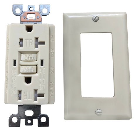 Genmax TR20VST GFCI Outlet, 20 A, Ivory