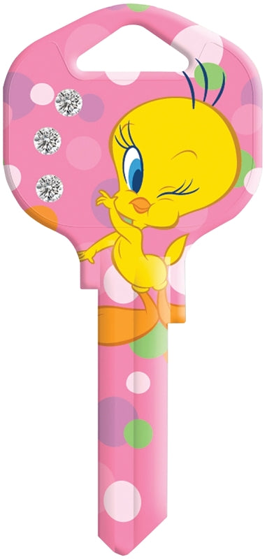 Hy-Ko 15005KW1-TWBL Key Blank, Tweety Bird Bling, Solid Brass, Nickel, For: Kwikset KW1, Titan KW10 Keyways, Pack of 5