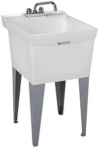 ELM UTILATUB Series 19CF Laundry Tub Combo Kit, 18 gal Capacity, 2-Deck Hole, 20 in OAW, 24 in OAD, 34 in OAH, White