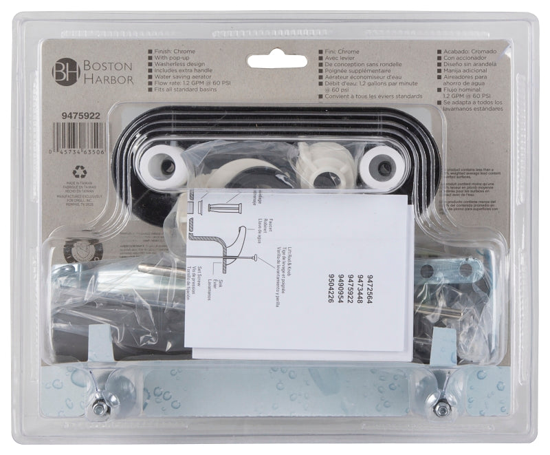 Boston Harbor PF4232 Lavatory Faucet, 1.5 gpm, 2-Handle, ABS, Chrome Plated, Lever Handle