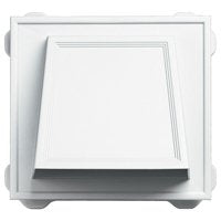 Builders Edge 140056774001 Hooded Vent, 9-1/10 in OAL, 10 in OAW, 25 sq-in Net Free Ventilating Area, White