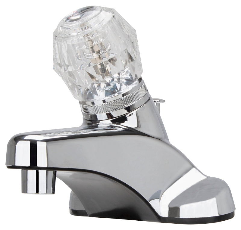 Boston Harbor PF4101S-P Lavatory Faucet, 1.5 gpm, 1-Handle, Plastic, Chrome Plated, Round Handle