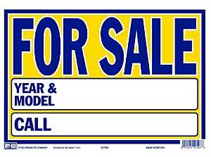 Hy-Ko 22406 Neon Sign, 9 x 13 in Dimensions, FOR SALE, YEAR & MODEL, CALL, Blue Legend, Yellow Background, Plastic, Pack of 10