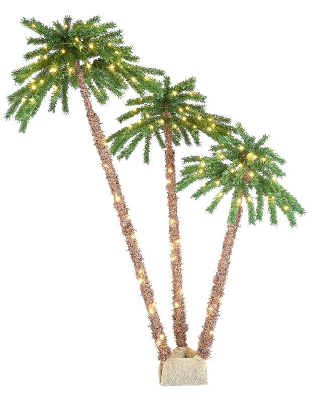 Santas Forest 30860 LED Palm Tree, 3.5 ft W, Mesh Fabric/Metal Frame, Green/Brown, Mini Bulb