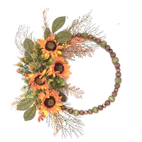 Celebrations 22 in. D Beaded Sunflower Harvest Wreath
