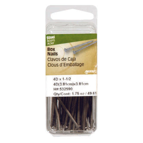 HILLMAN 3D 1-1/4 in. Box Bright Steel Nail Flat Head, Pack of 6