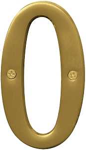Hy-Ko Prestige Series BR-43BB/0 House Number, Character: 0, 4 in H Character, Brass Character, Brass, Pack of 3