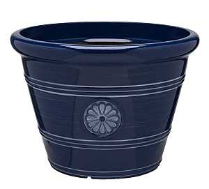 Southern Patio CMX-064718 Planter, 15-1/2 in H, Navy Blue/White