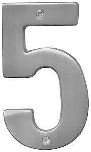 Hy-Ko Prestige Series BR-51SN/5 House Number, Character: 5, 5 in H Character, Nickel Character, Brass, Pack of 3