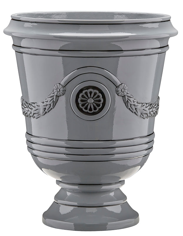 Southern Patio CMX-091851 Porter Planter, 18 in H, 15-1/2 in W, 15-1/2 in D, Urn, Ceramic, Neutral Gray, Gloss